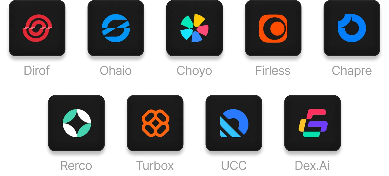 Icons for DeFi projects: Synthetix, Syntropy, Osmosis, Pendle, OpenOcean, Beetle, Tokenlon, Lyra, and Gearbox arranged in two rows on black backgrounds.